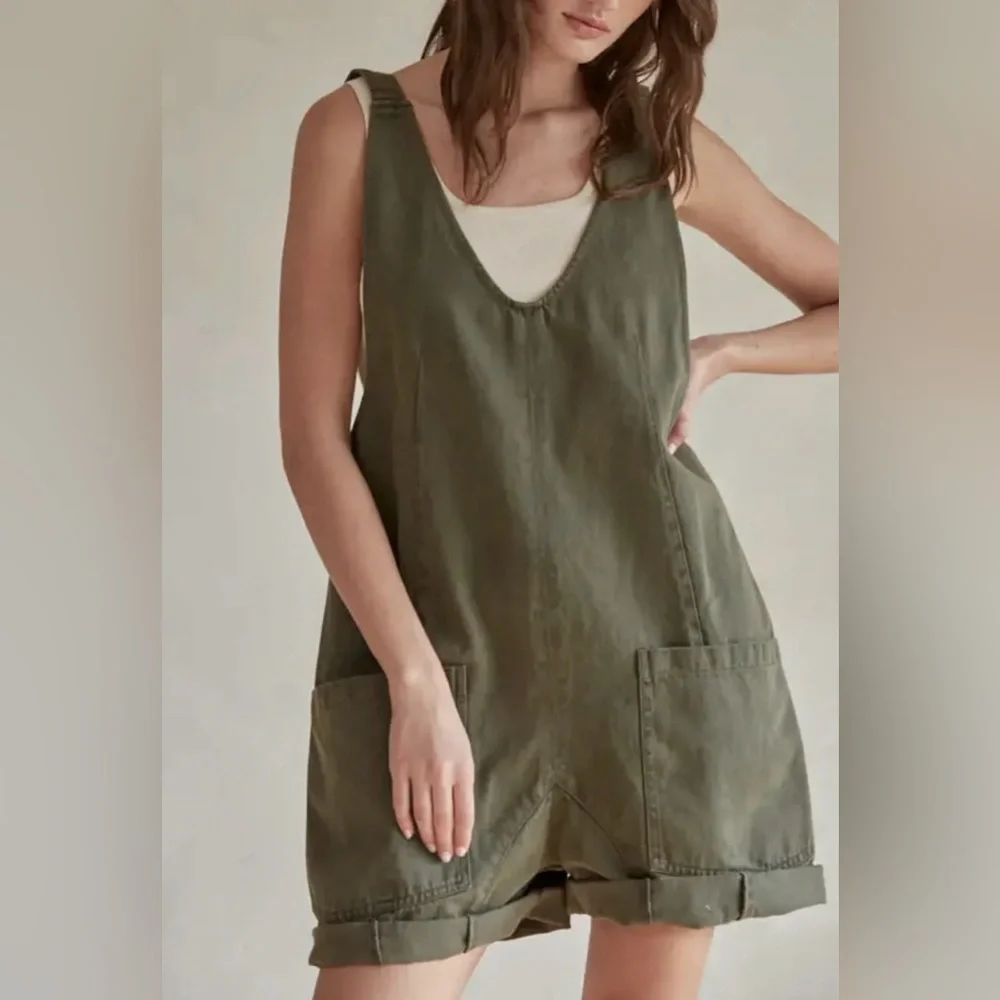 By Together Olive Green Utility Romper - Picture 2 of 7